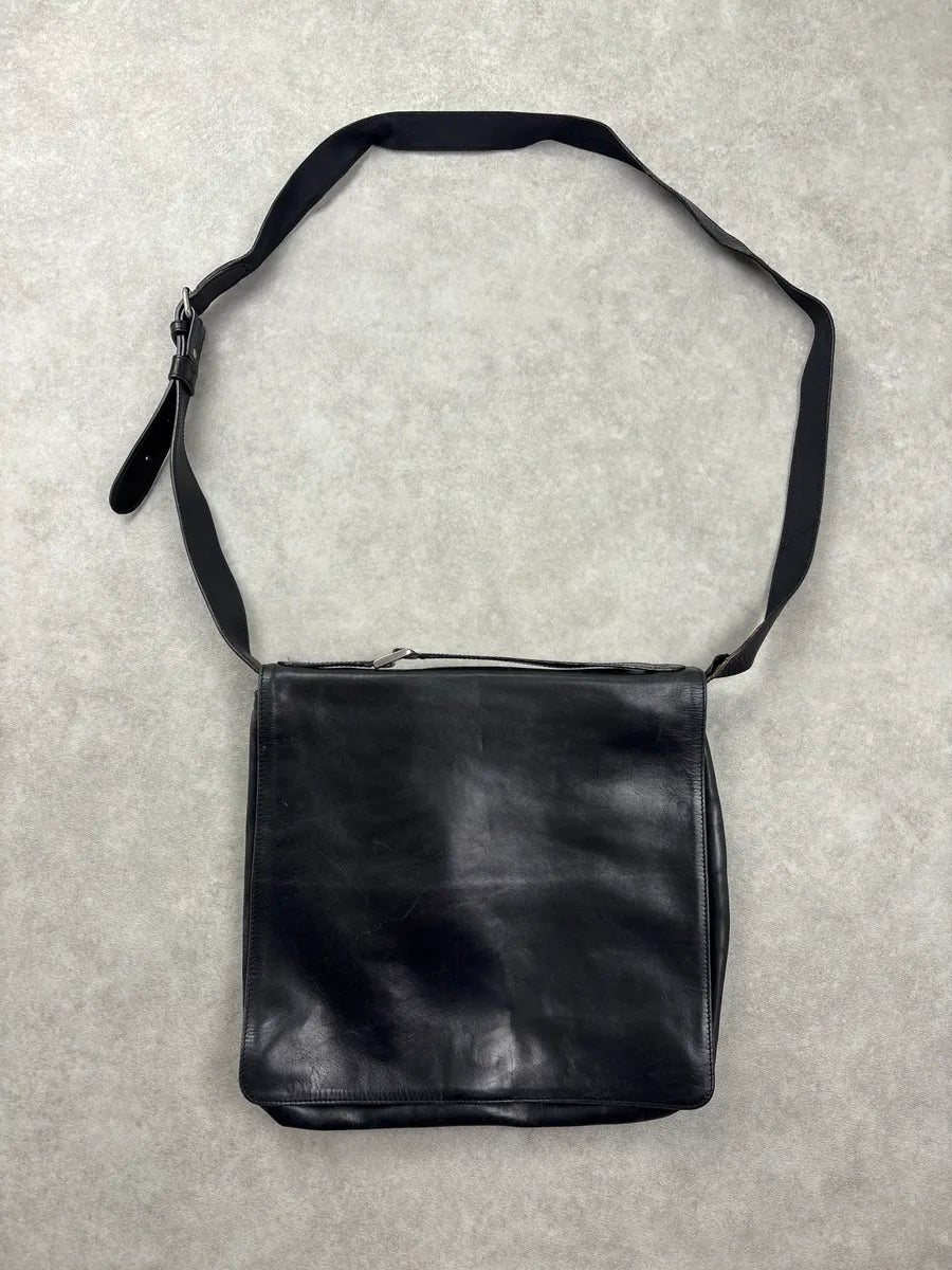 2000s Dries Van Noten Black Leather Messenger Bag JdXnFysn 0