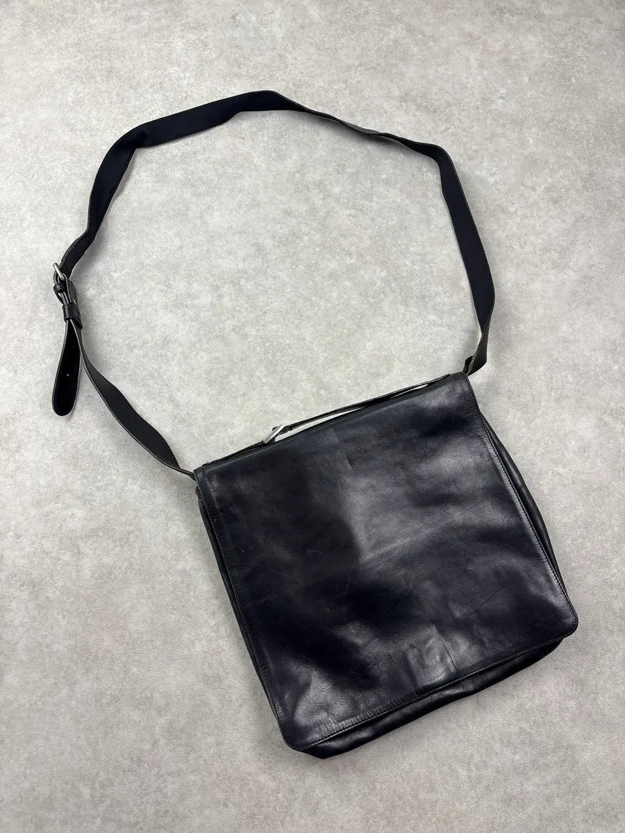 2000s Dries Van Noten Black Leather Messenger Bag JdXnFysn 8