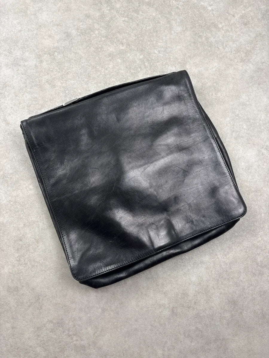 2000s Dries Van Noten Black Leather Messenger Bag JdXnFysn 5