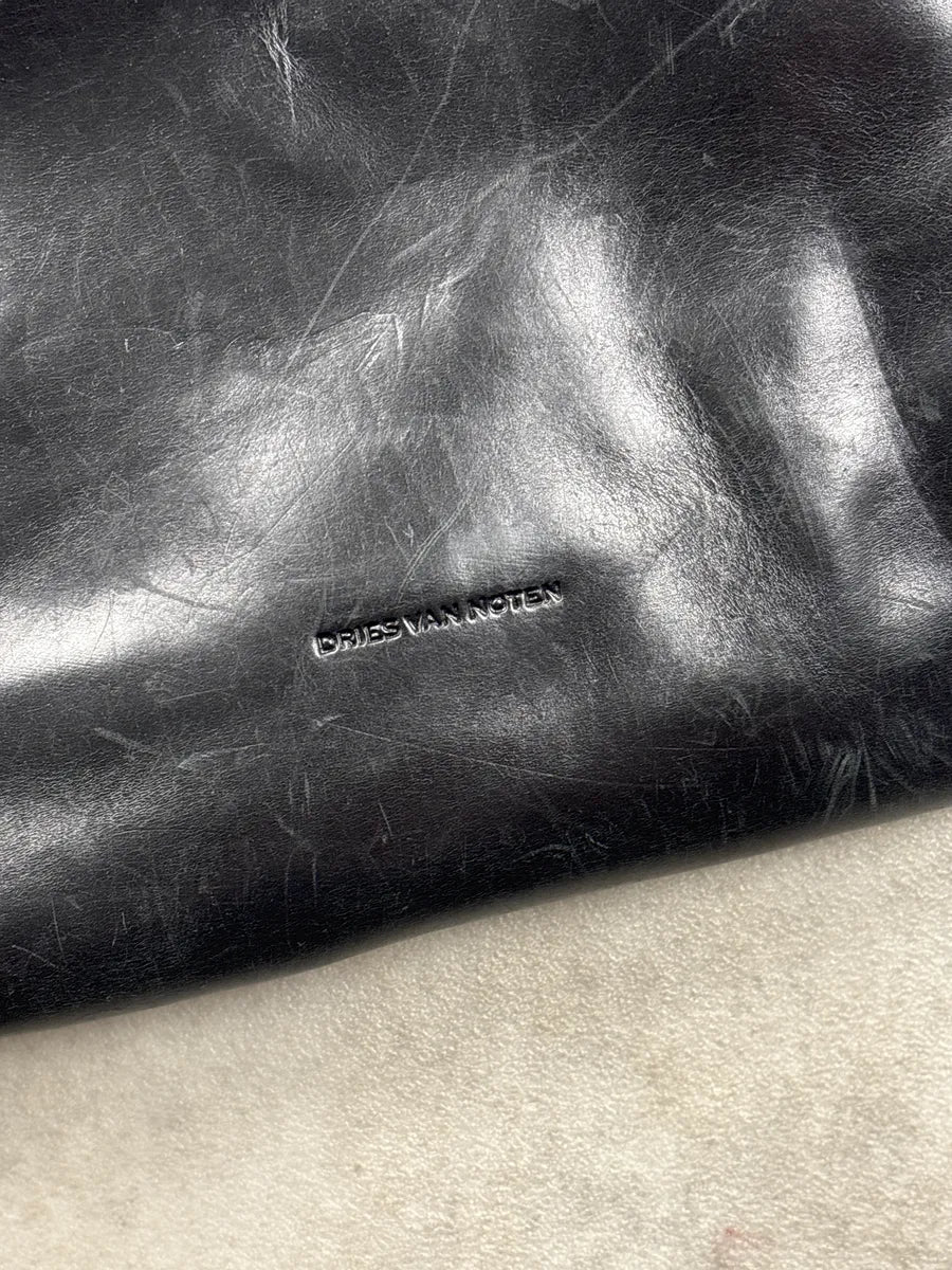 2000s Dries Van Noten Black Leather Messenger Bag JdXnFysn 11