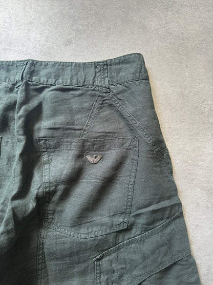 2000s Armani Olive Linen Cozy Cargo Pants  (XL) - 7