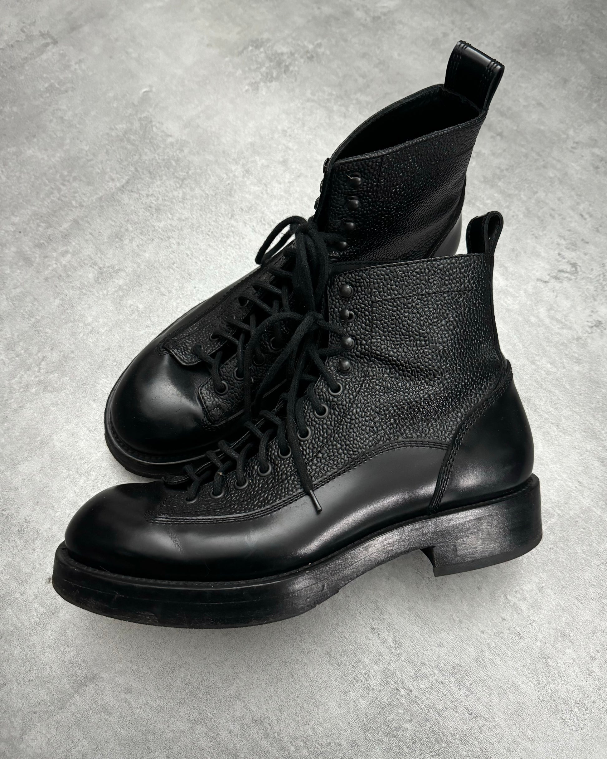 Dsquared2 Black Combat Grained Leather Combat Boots (41) - 2