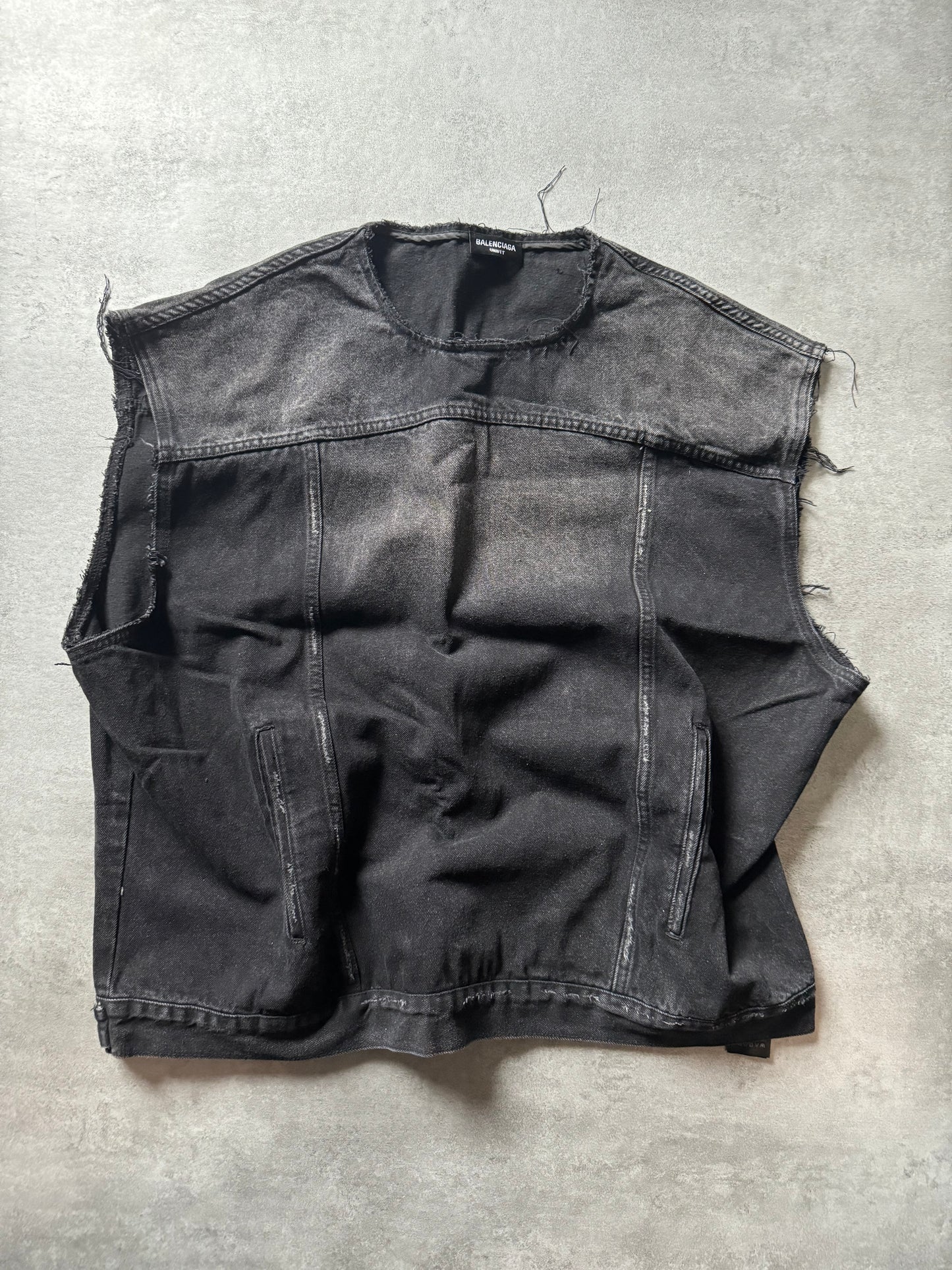 Balenciaga Grey Avant-Garde Denim Vest  (L) - 5
