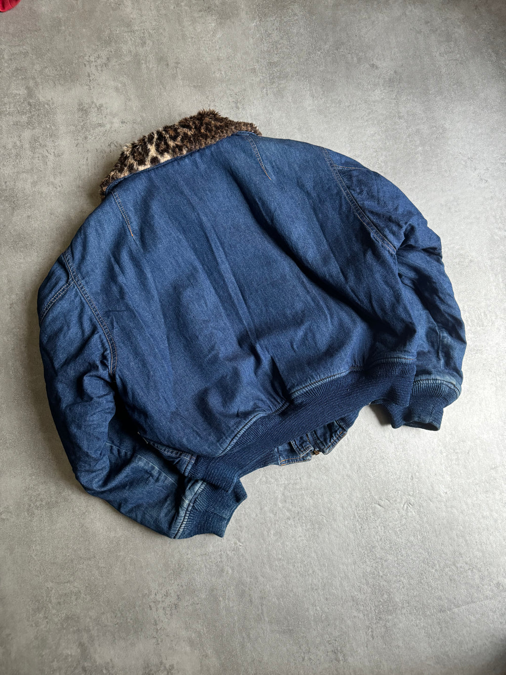 1990s Moschino Leopard Fur Denim Relaxed Bomber Jacket (S) - 7