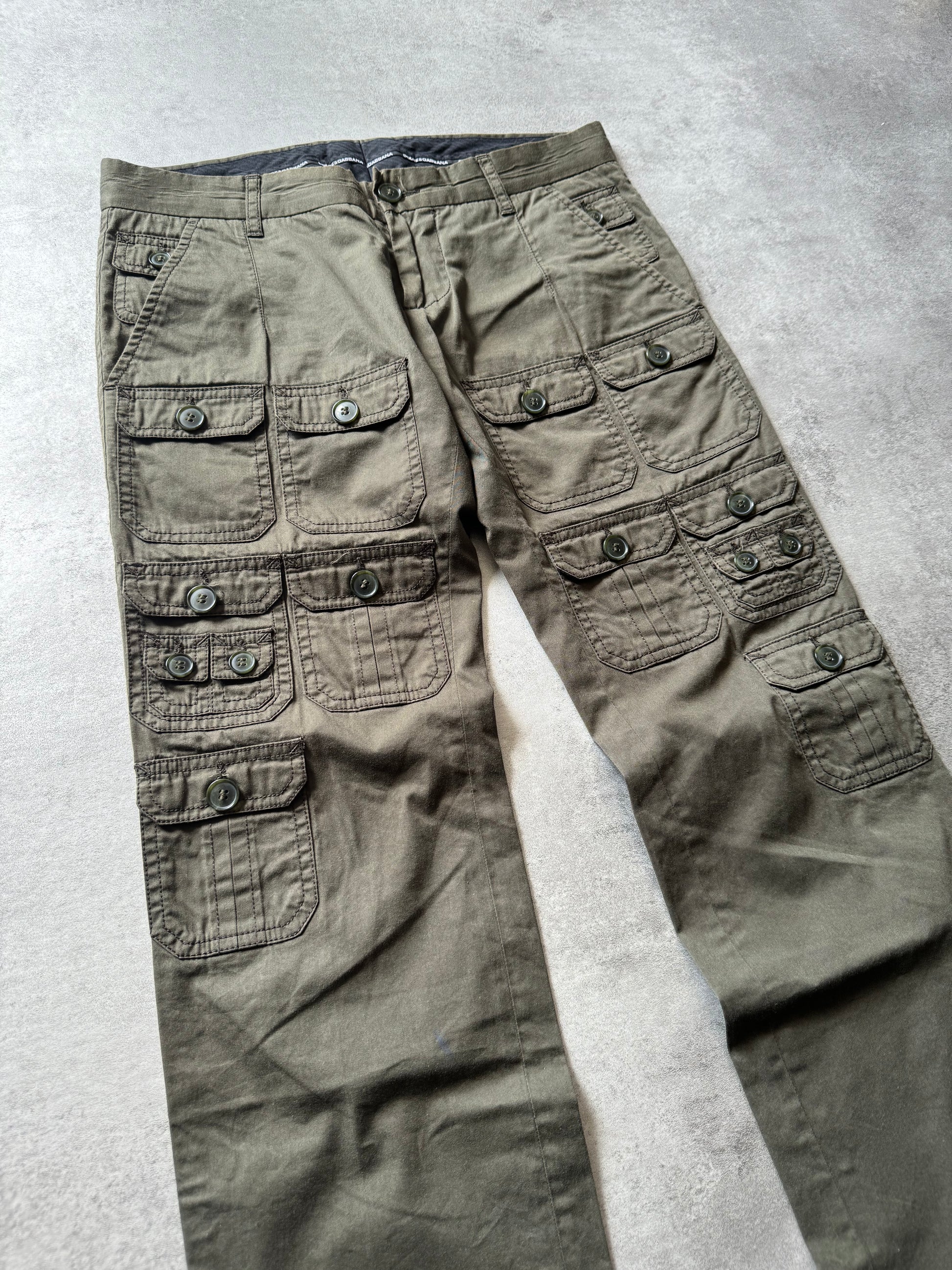 SS2008 Dolce & Gabbana 25 Pockets Cargo Olive Pants (S) - 3