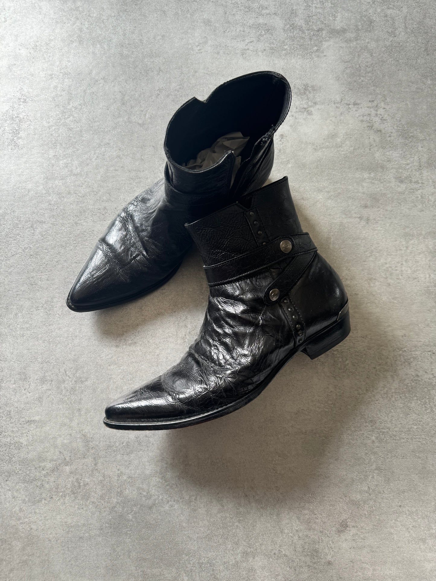 Cavalli Black Western Leather Boots  (43) - 6