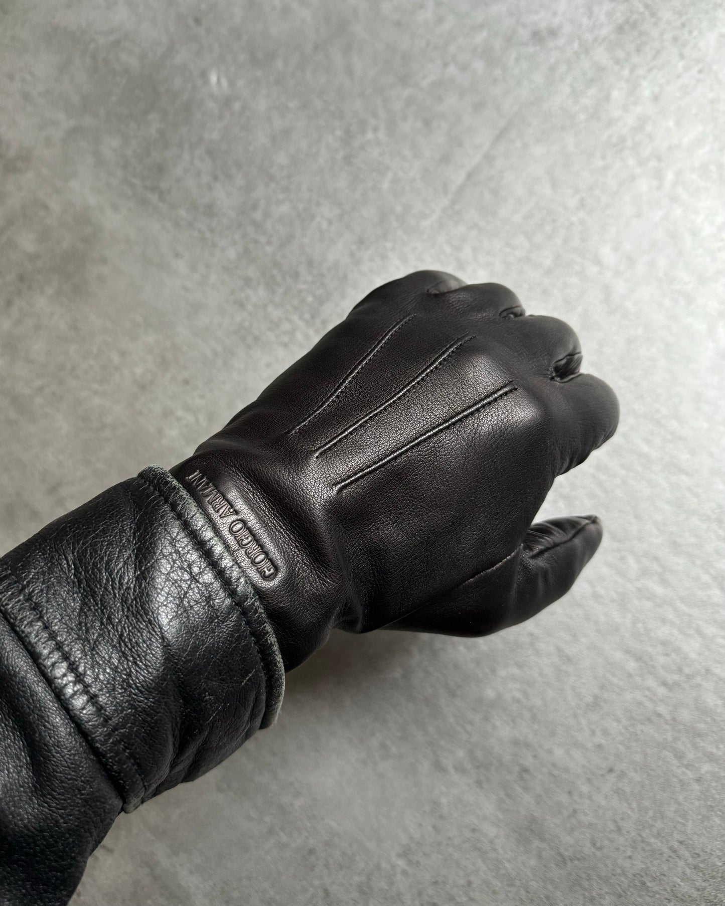 Giorgio Armani Black Leather Gloves (OS) - 9