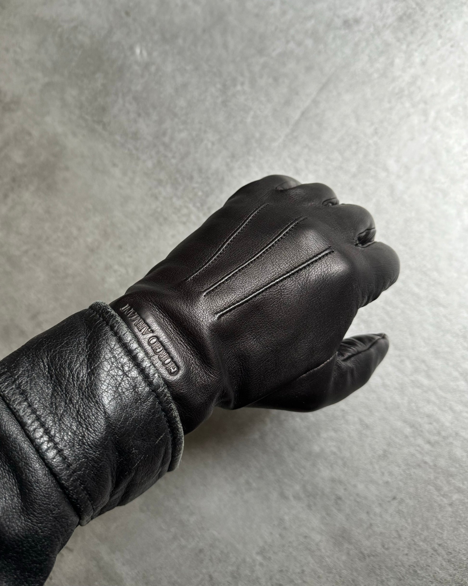 Giorgio Armani Black Leather Gloves (OS) - 9