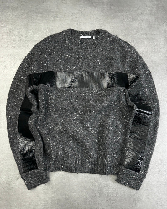 AW2018 Helmut Lang Grey Wool Knit Band Sweater (L/XL) - 1