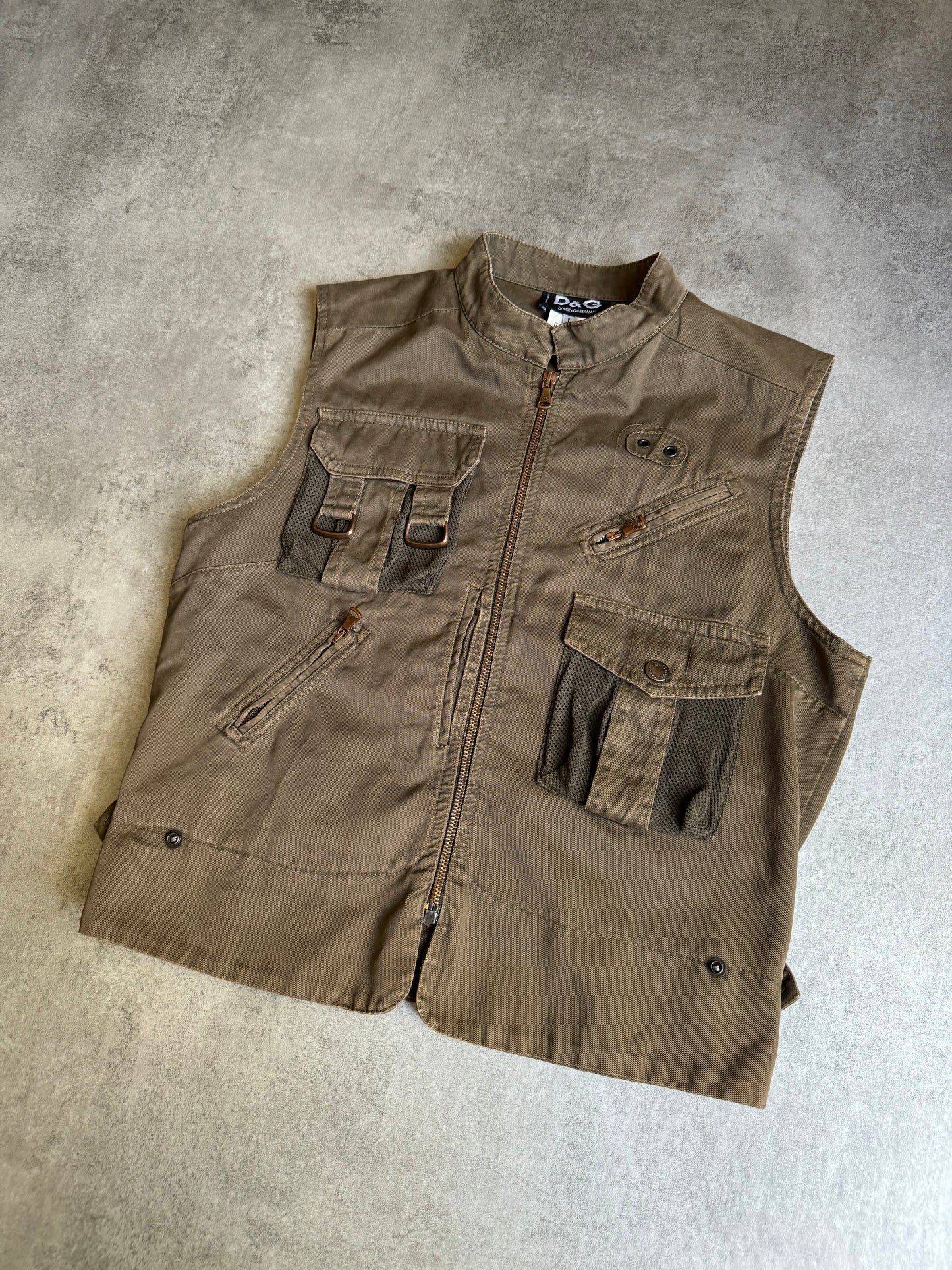 SS2003 Dolce & Gabbana Sleeveless Olive Cargo Combat Jacket (S) - 5