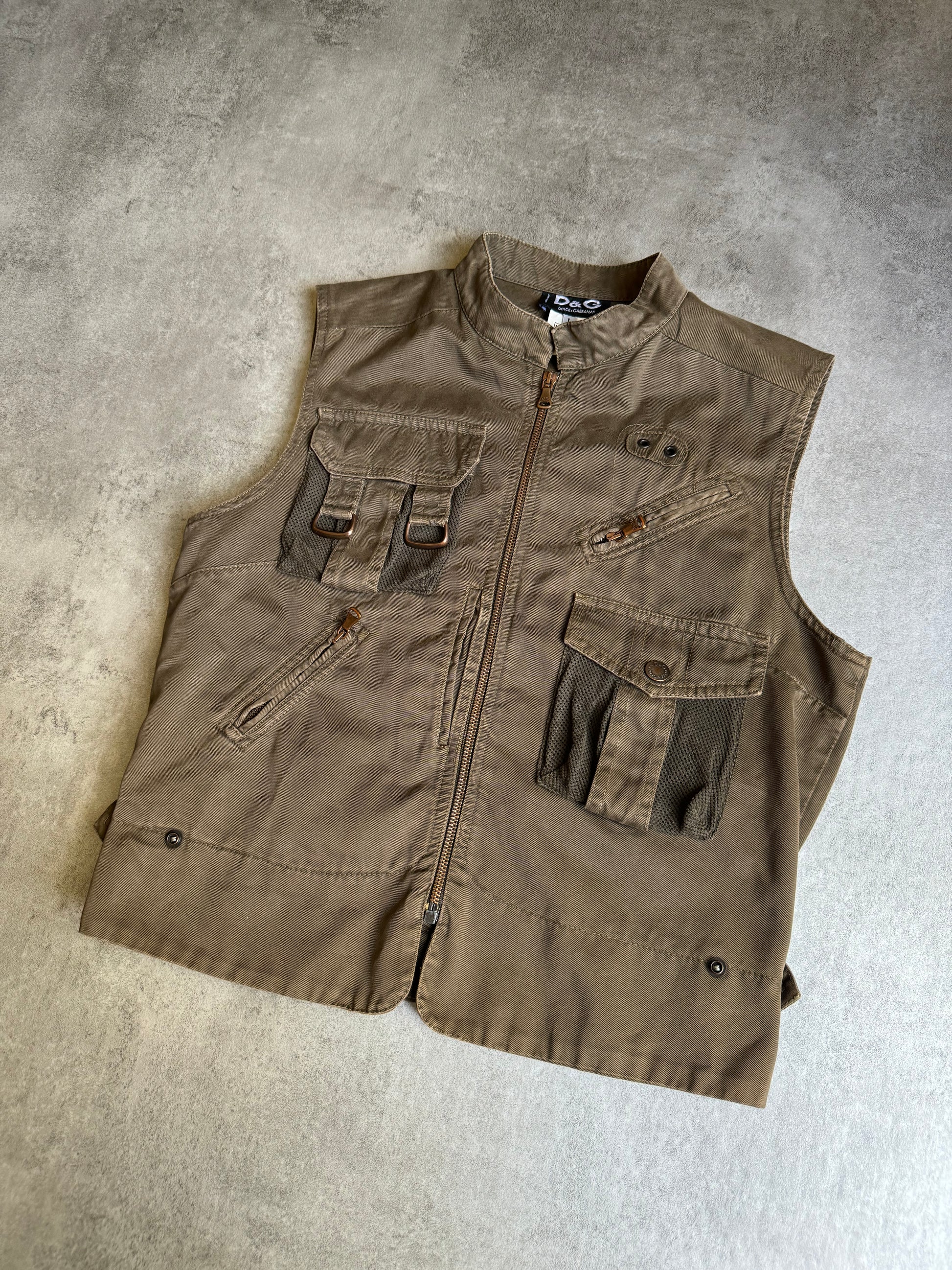 SS2003 Dolce & Gabbana Sleeveless Olive Cargo Combat Jacket (S) - 5