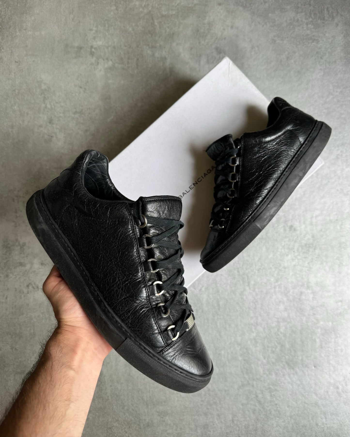 Balenciaga Arena Low Black Leather Shoes (42) - 1