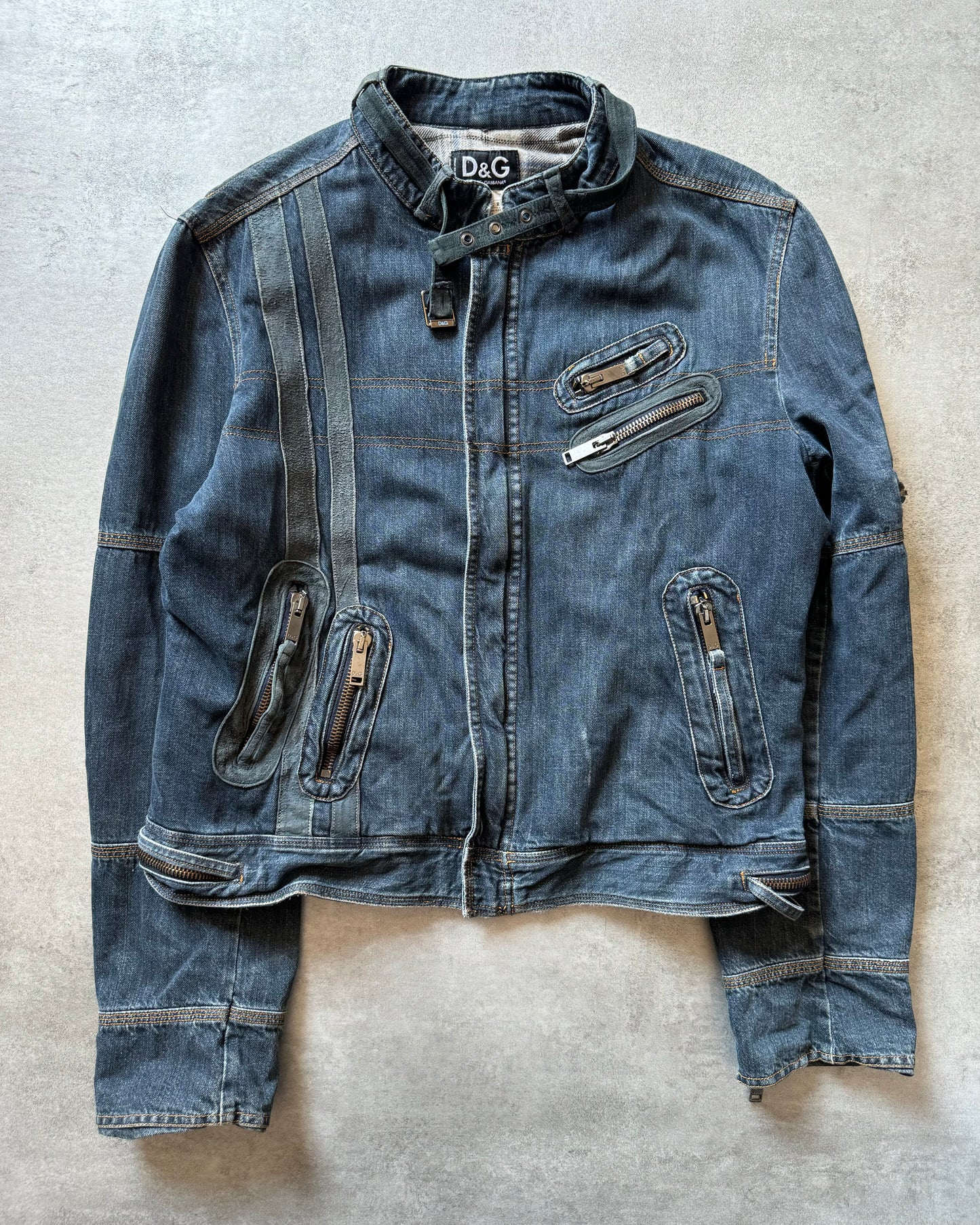 AW2004 Dolce & Gabbana Astro Denim Cafe Biker Jacket (L) - 5