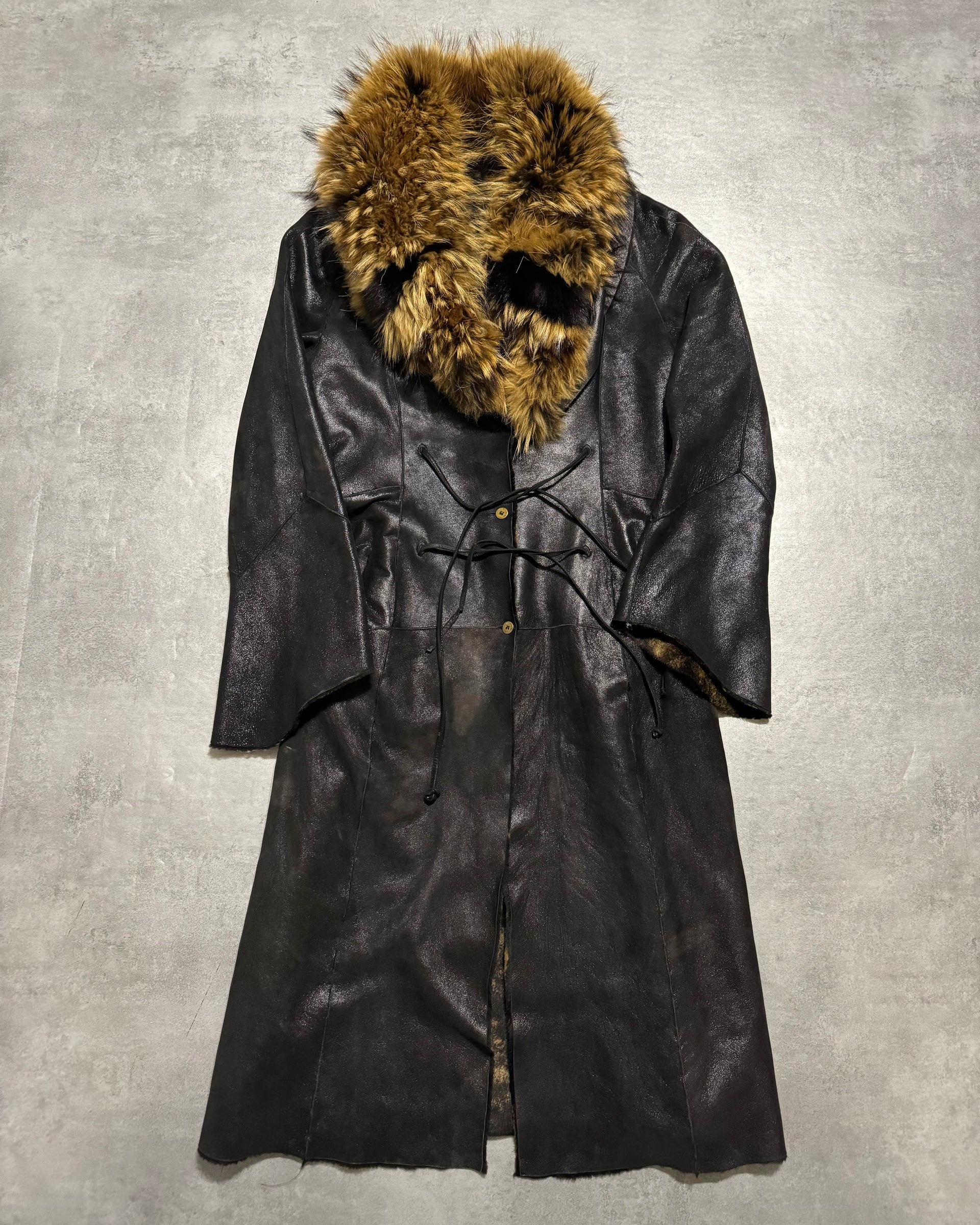 FW1998 Roberto Cavalli Premium Leather Trench Reversible Fur Royal