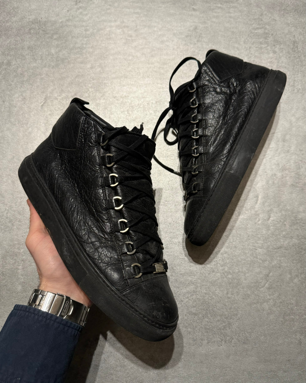 Balenciaga Arena Black High Top Leather (41) - 1