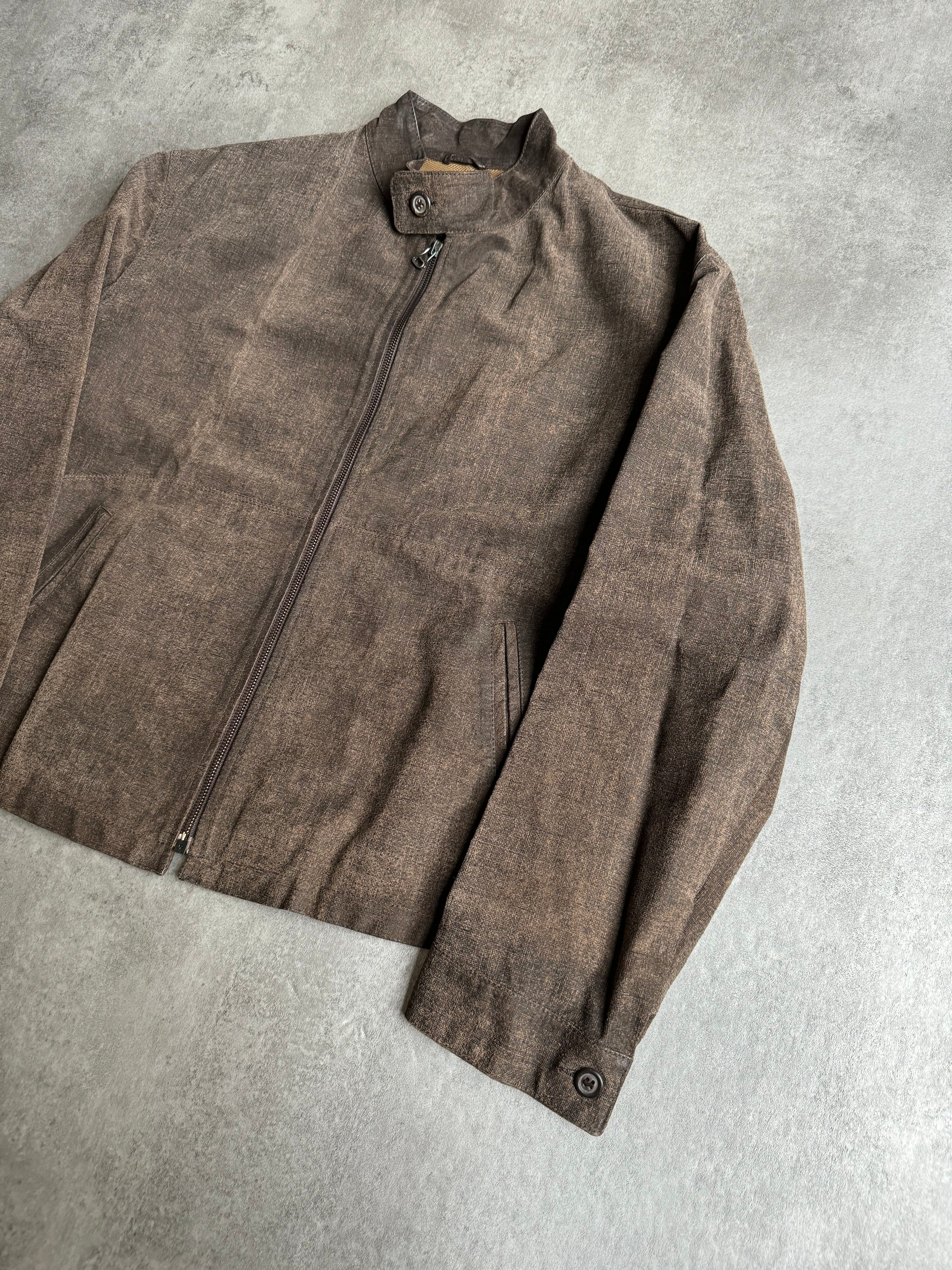 1990s Armani Brown Leather Light Biker Brown Jacket  (M/L) - 13
