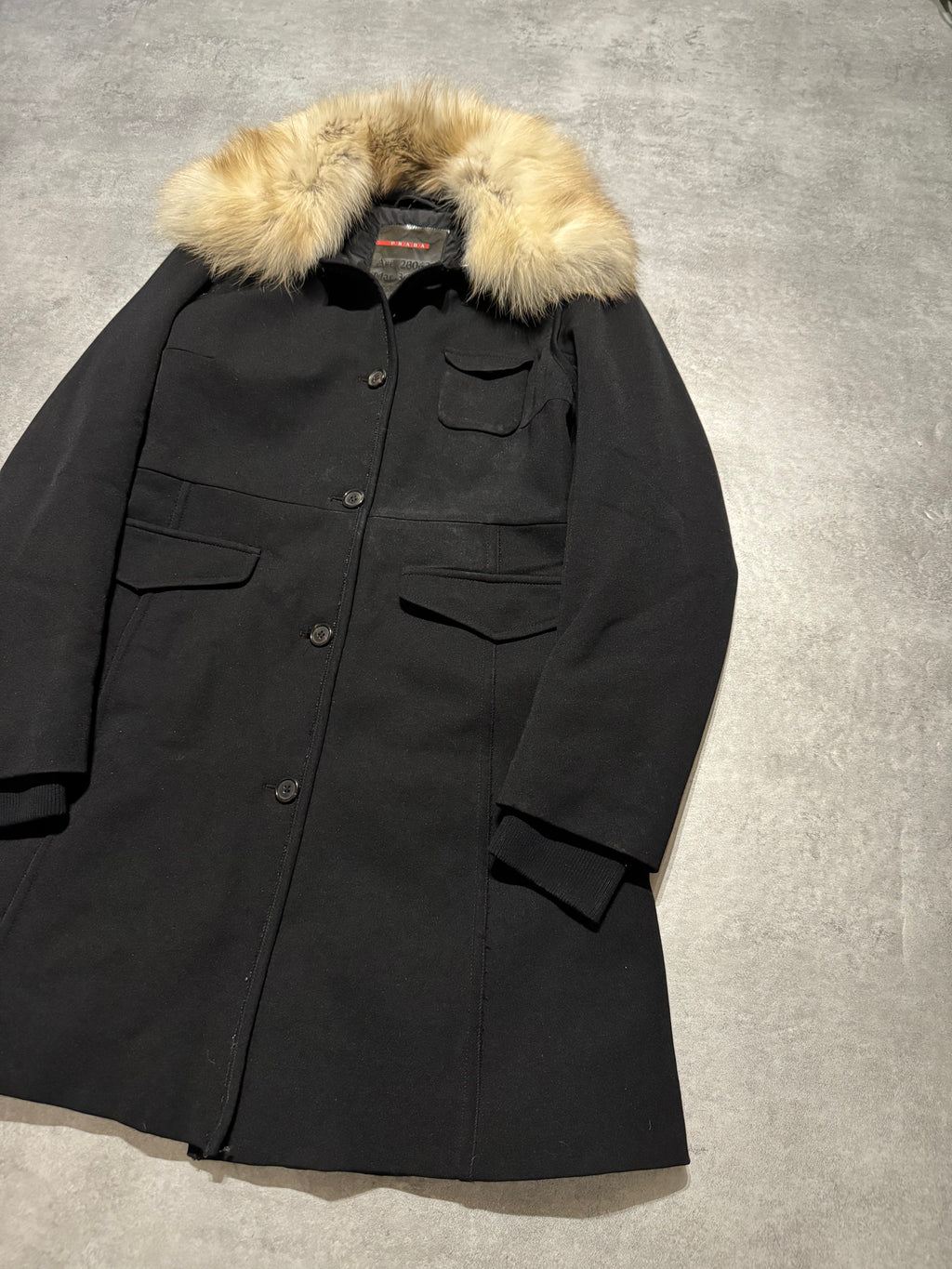 2000s Prada Cozy Elegant Fur Collar Jacket   (XS) - 11