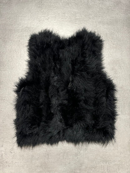 SS2014 Emporio Armani Black Ostrich Feathers Fur Vest (XS) - 5