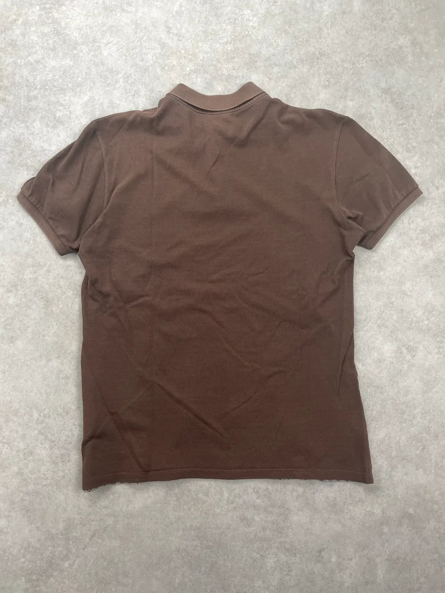 2010s Gucci Brown Green-Red Stripe Micro Geometric Slim Fit Polo KSZTRHFh 4