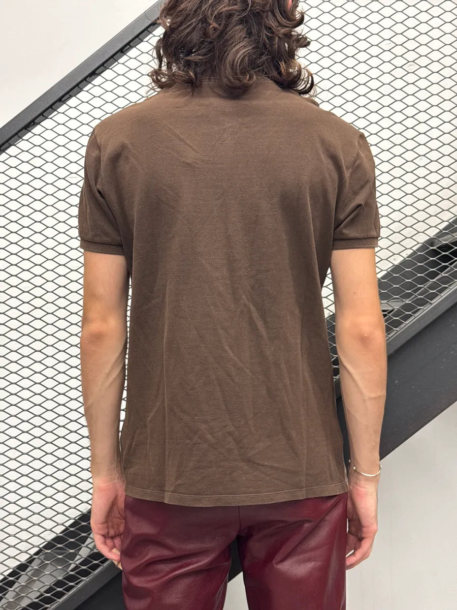 2010s Gucci Brown Green-Red Stripe Micro Geometric Slim Fit Polo KSZTRHFh 2