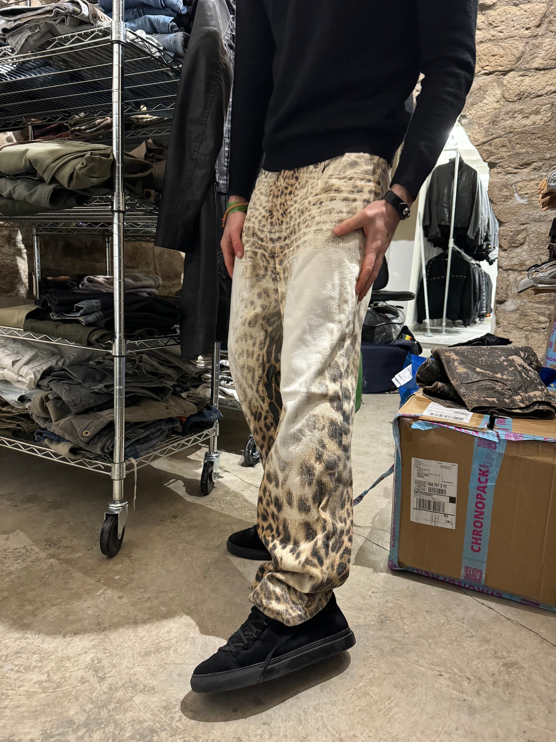 AW2000 Roberto Cavalli Leopard Relaxed Cozy Pants (L/XL) - 5