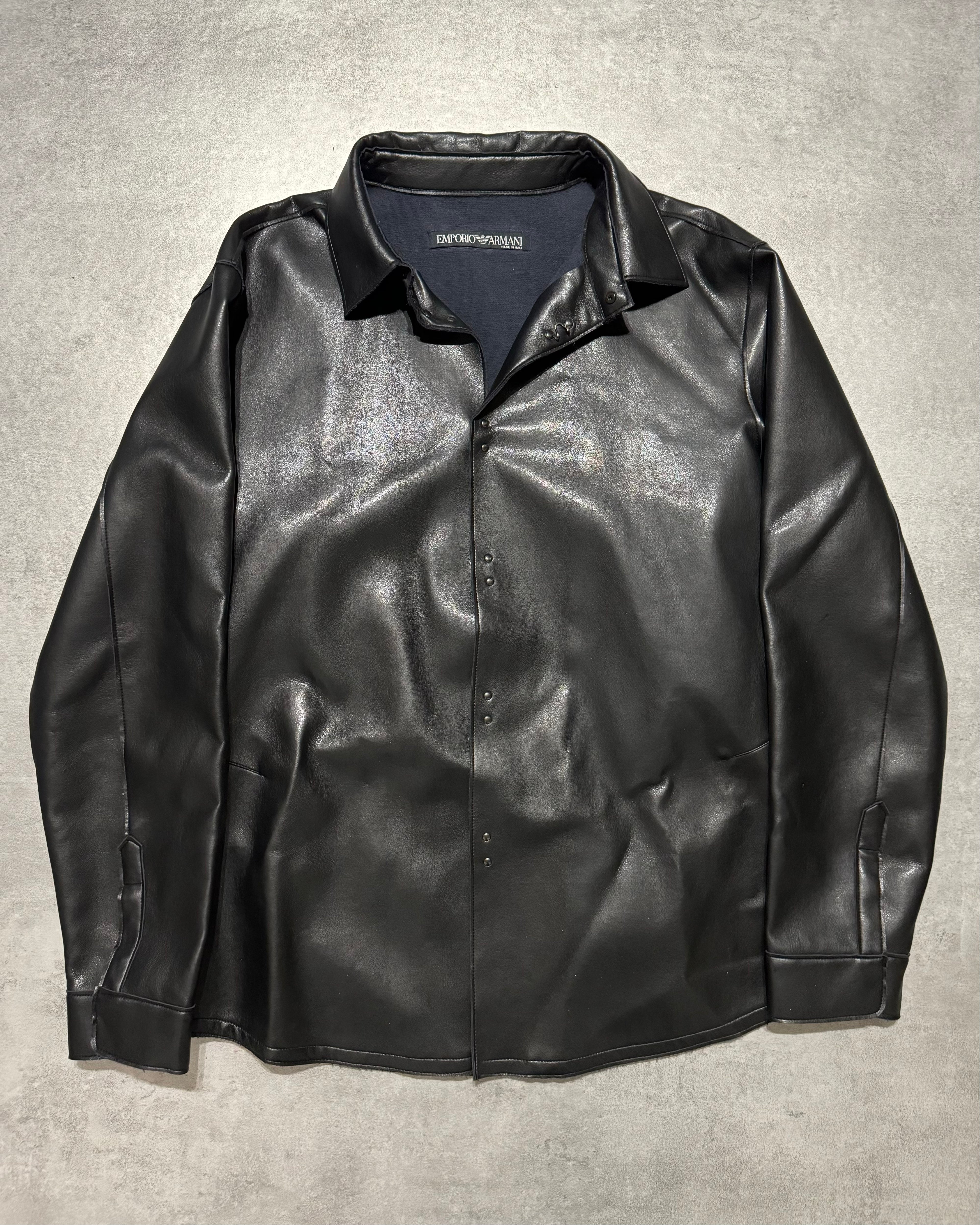 AW1996 Emporio Armani Black Leather Soft Italian Jacket (L/XL) - 1