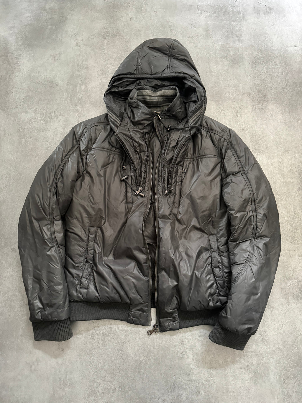 2000s Dolce & Gabbana Multi Zips Avant Garde Grey Astro Bomber Jacket (L) - 3