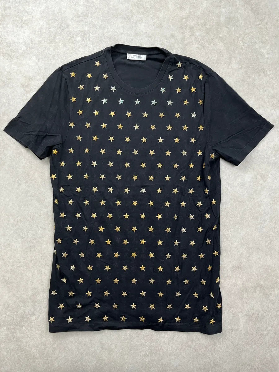 Versace Collection Black Star Studded All-Over Pattern T-Shirt KaSqDhQK 0