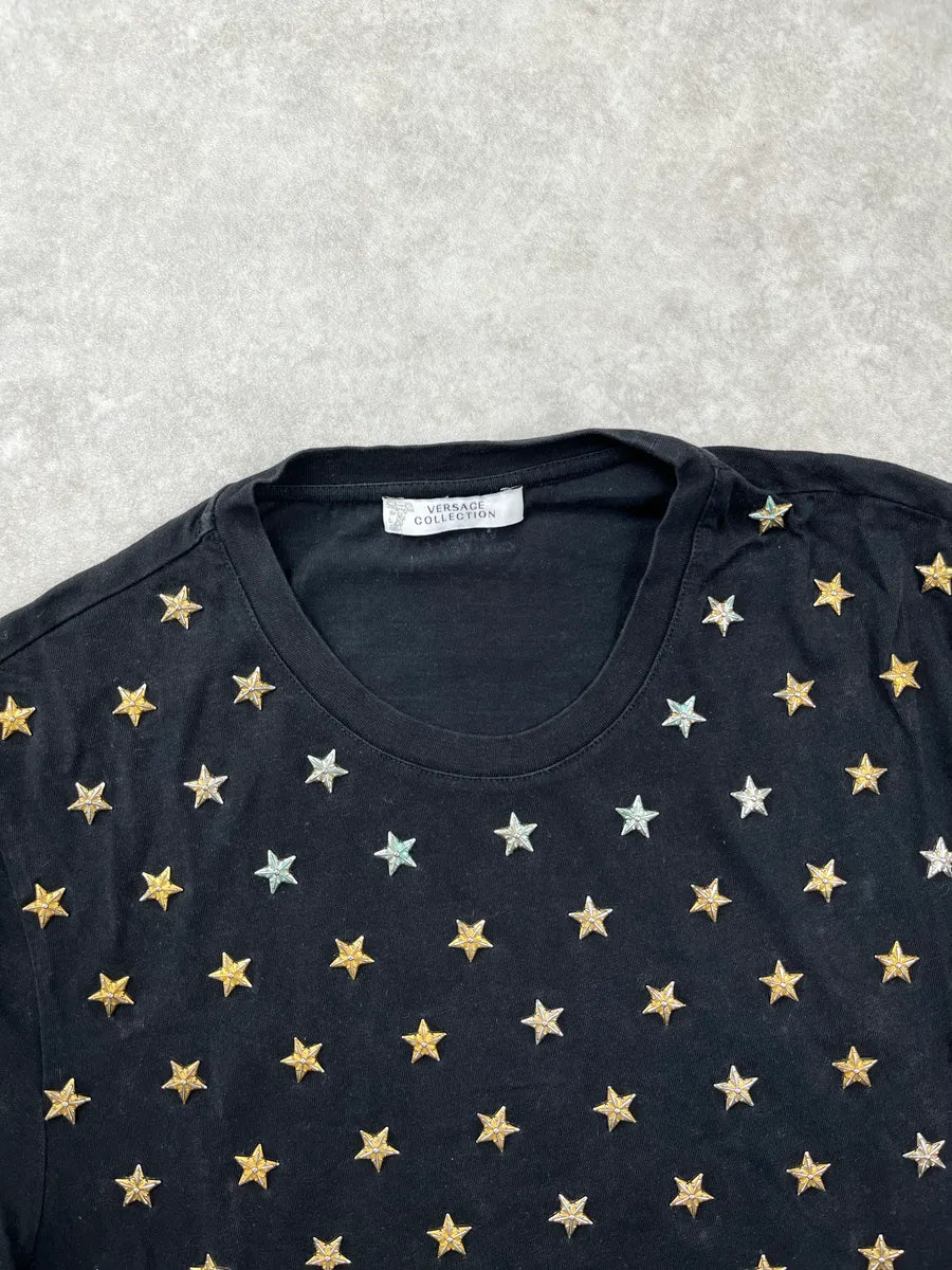 Versace Collection Black Star Studded All-Over Pattern T-Shirt KaSqDhQK 5