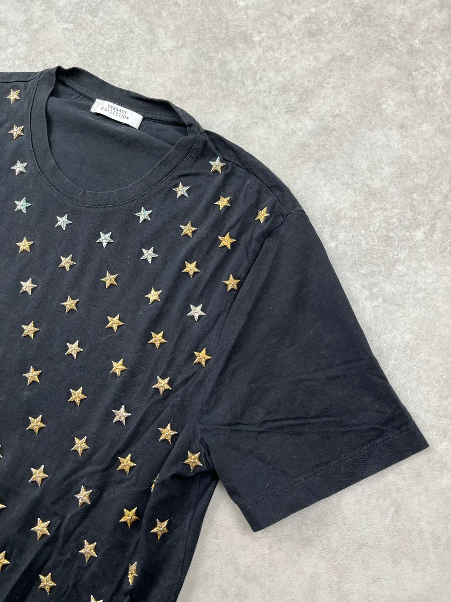 Versace Collection Black Star Studded All-Over Pattern T-Shirt KaSqDhQK 7