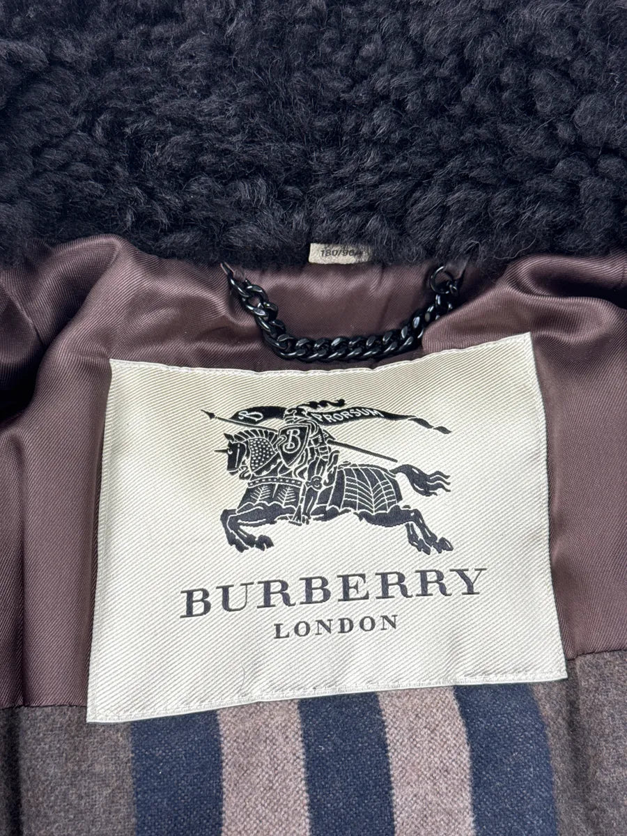 Burberry Dark Brown Lambskin Shearling Collar Puffer Jacket KdeJpWVk 12