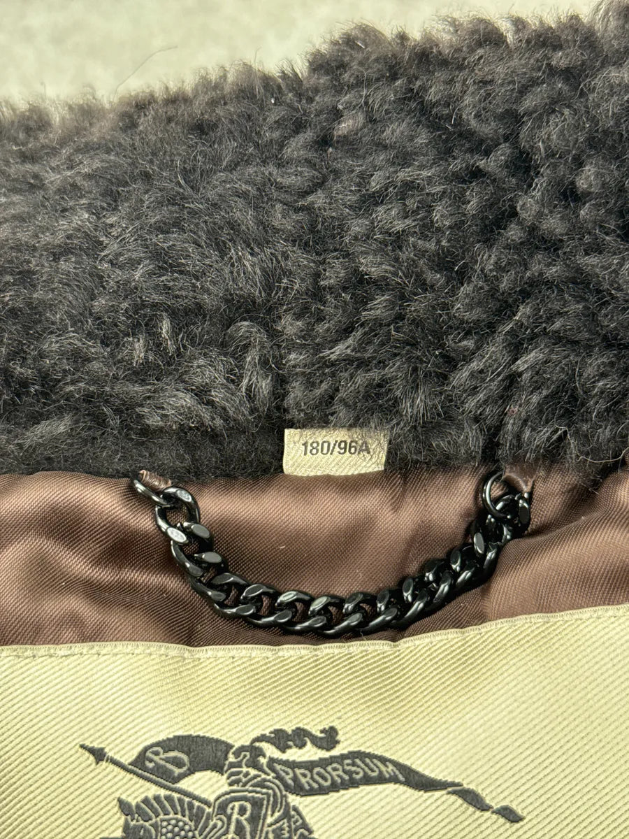 Burberry Dark Brown Lambskin Shearling Collar Puffer Jacket KdeJpWVk 11