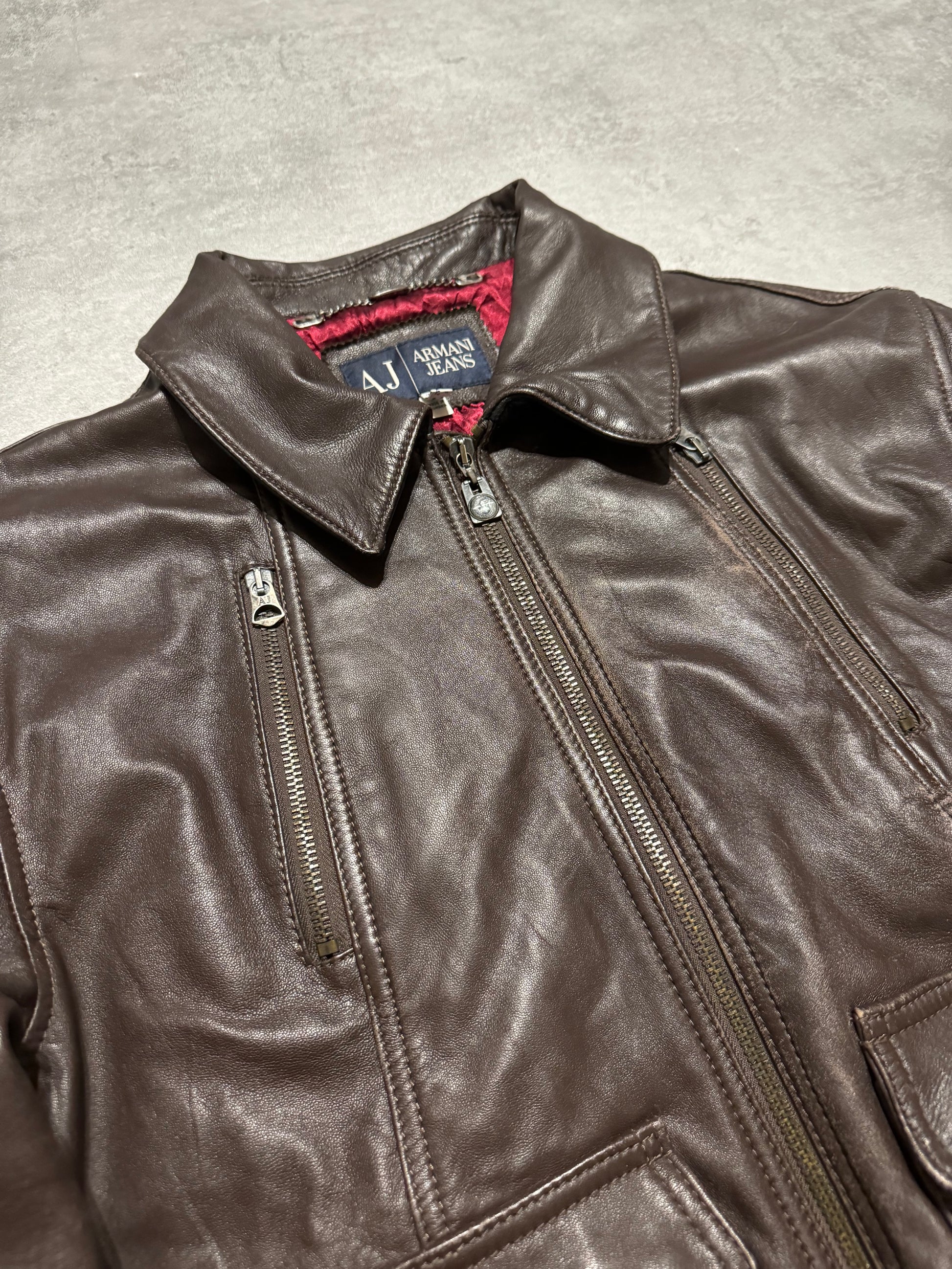 AW2007 Armani Brown Utility Leather Jacket  (M) - 7