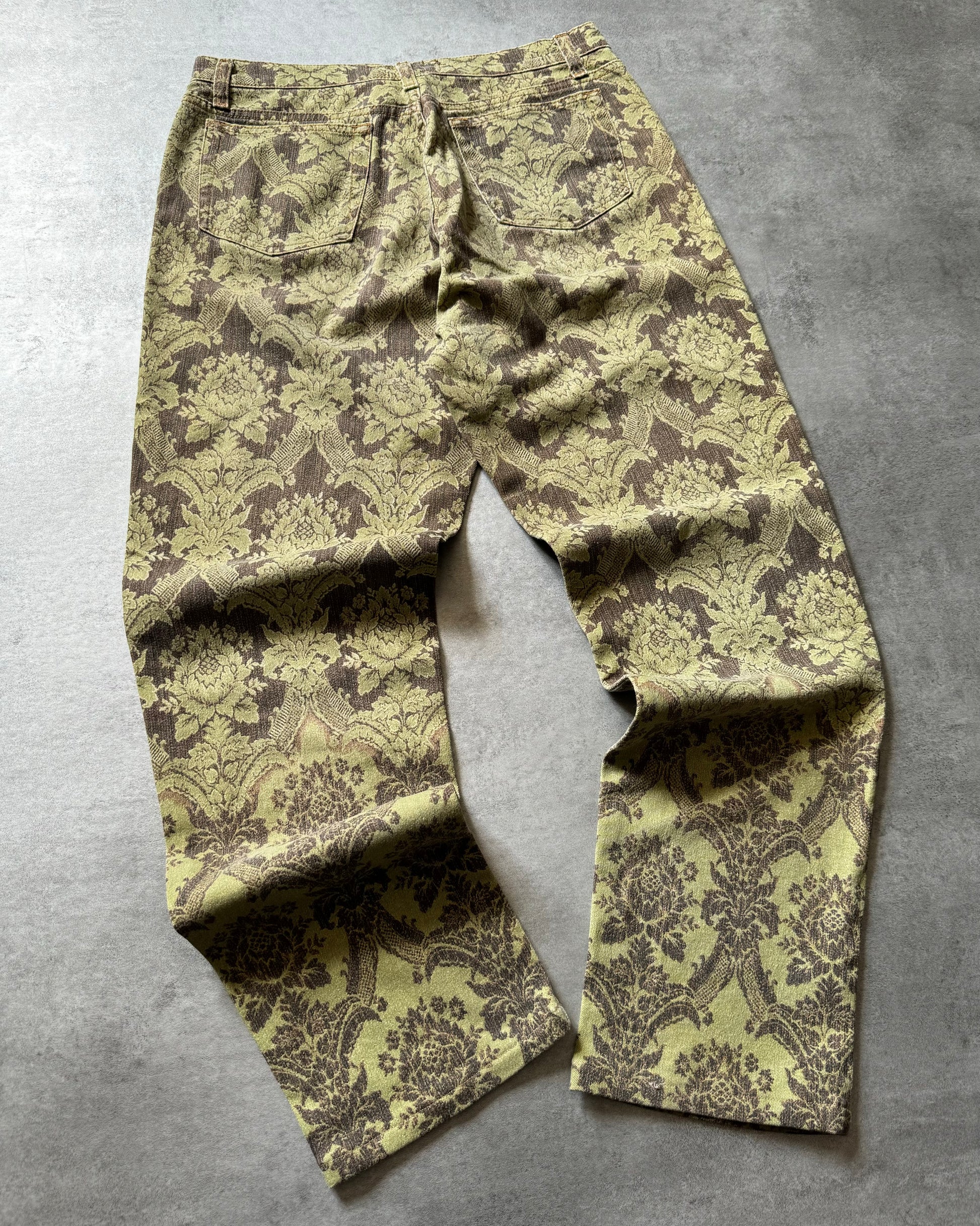 1990s Roberto Cavalli Green Arabic Mozaic Pants (M) - 4