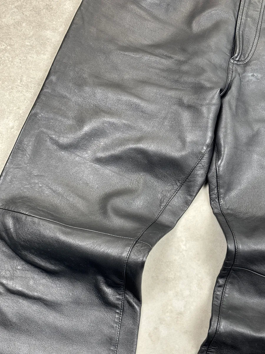Gianfranco Ferré Black Leather Straight Leg 5-Pocket Pants KfFaquOc 5