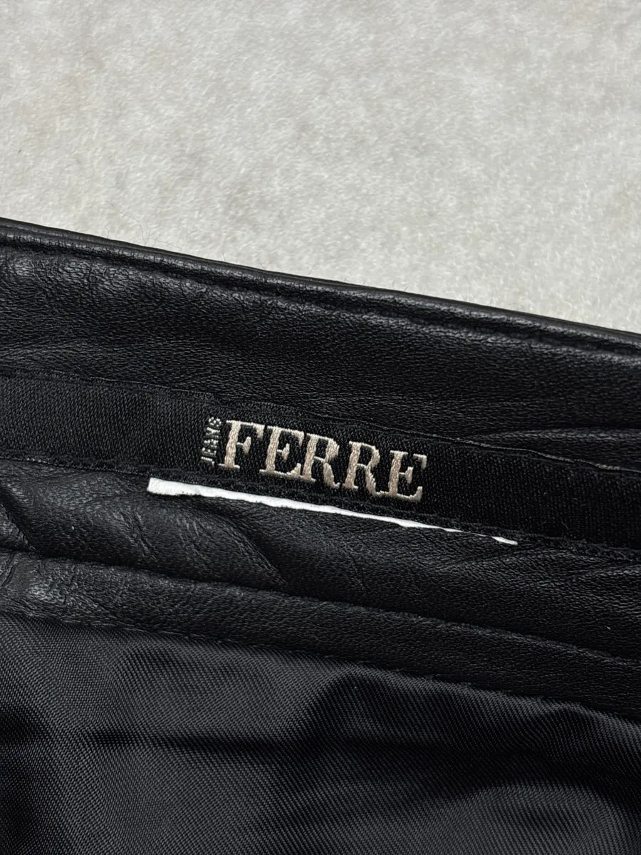 Gianfranco Ferré Black Leather Straight Leg 5-Pocket Pants KfFaquOc 12
