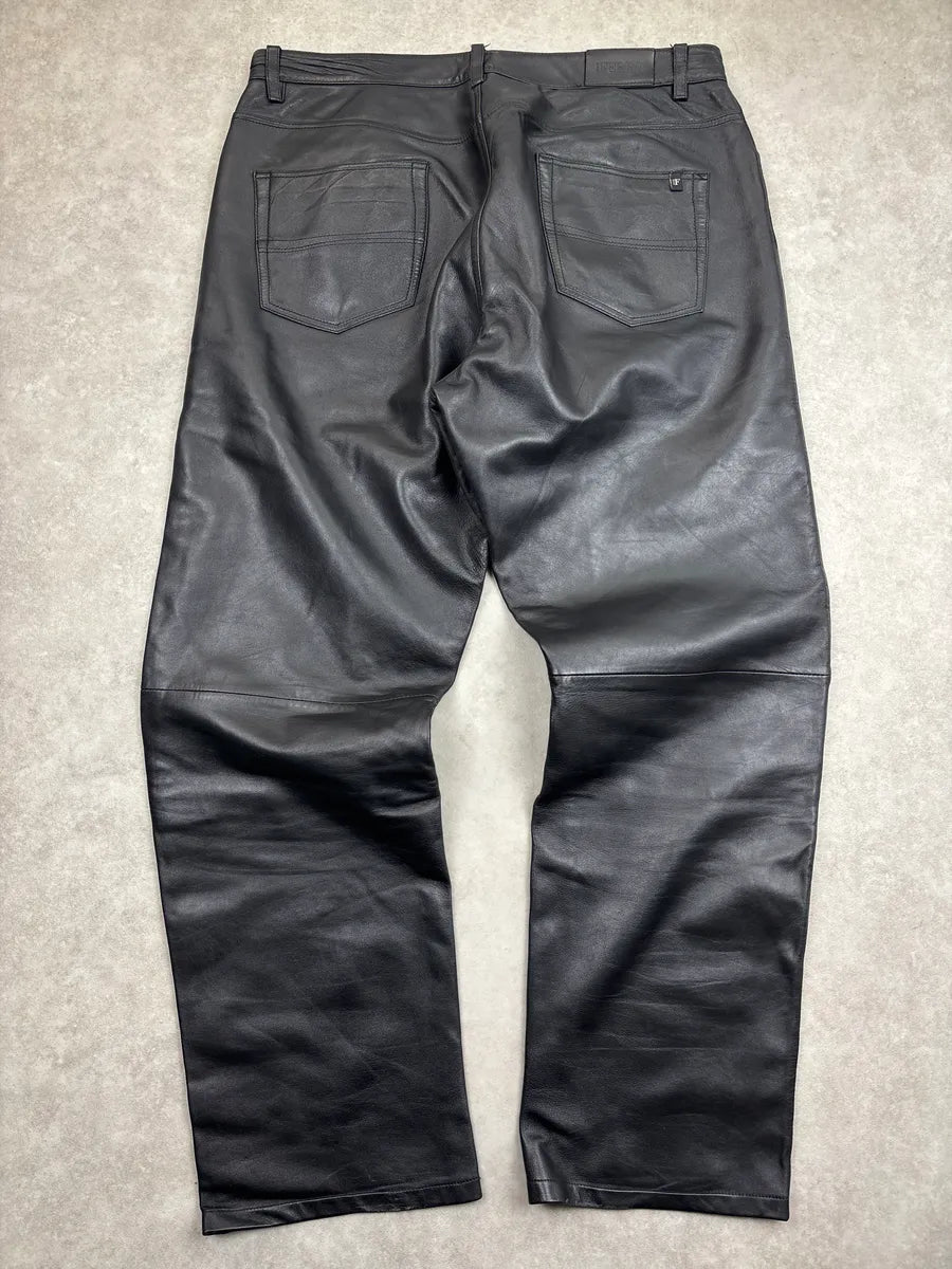 Gianfranco Ferré Black Leather Straight Leg 5-Pocket Pants KfFaquOc 4