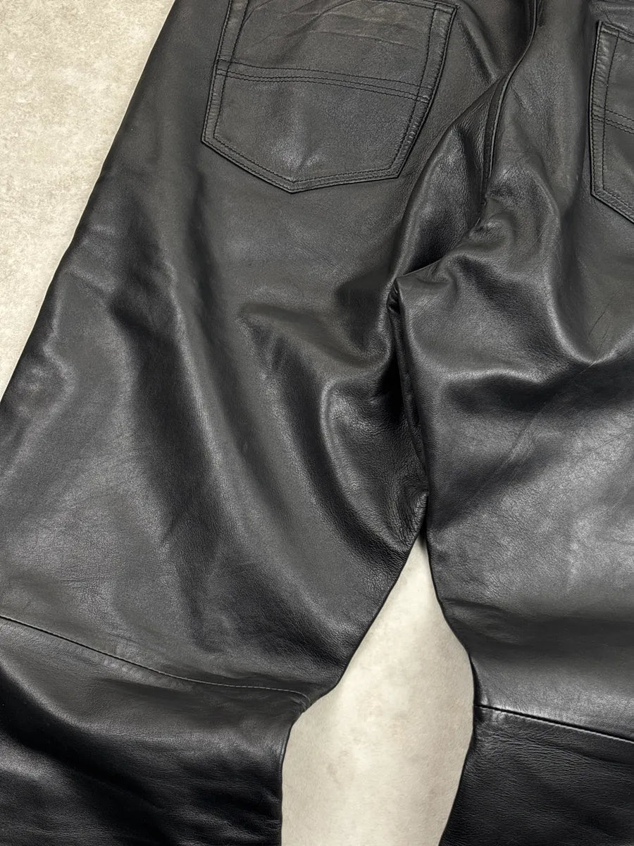 Gianfranco Ferré Black Leather Straight Leg 5-Pocket Pants KfFaquOc 9