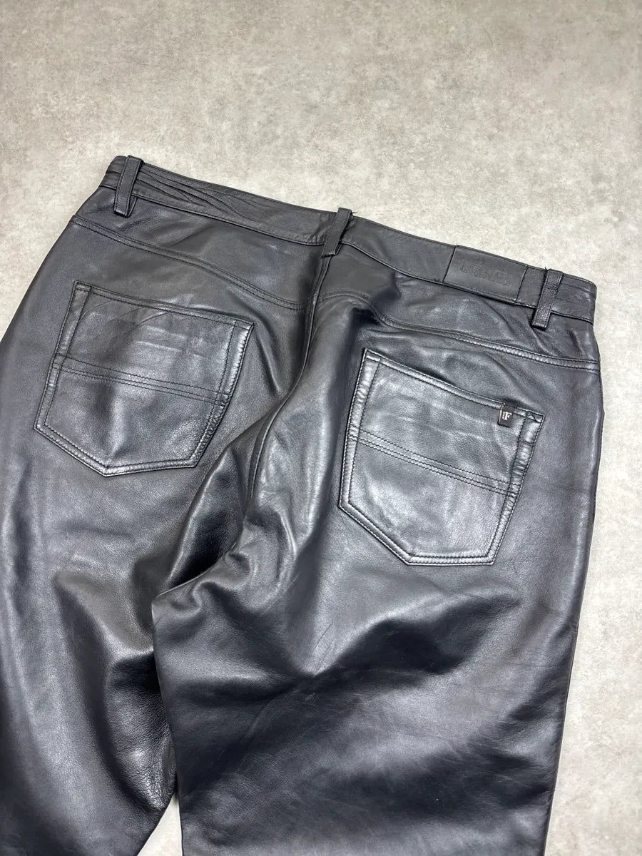 Gianfranco Ferré Black Leather Straight Leg 5-Pocket Pants KfFaquOc 10