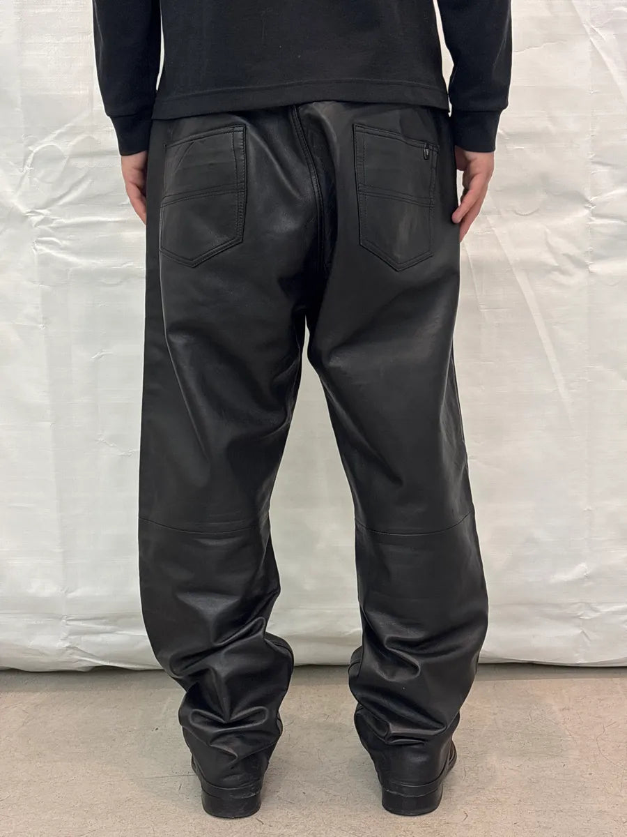 Gianfranco Ferré Black Leather Straight Leg 5-Pocket Pants KfFaquOc 2