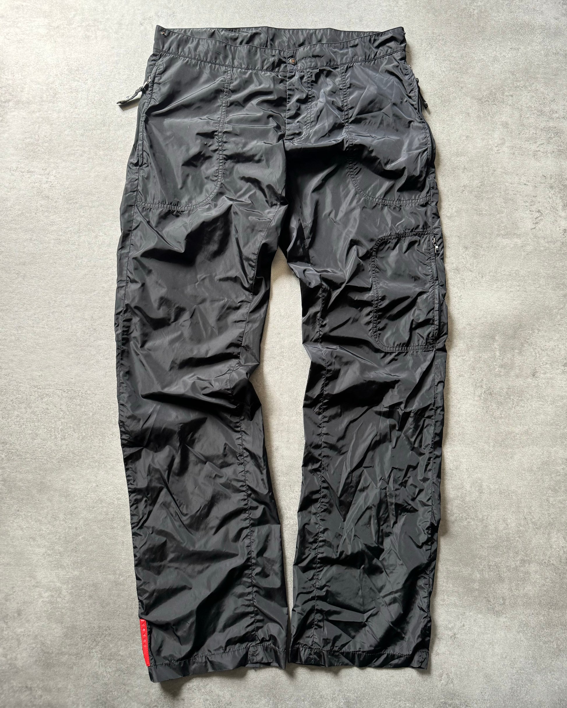 AW2005 Prada Linea Rossa Nylon Black Soft Pants (M) - 1