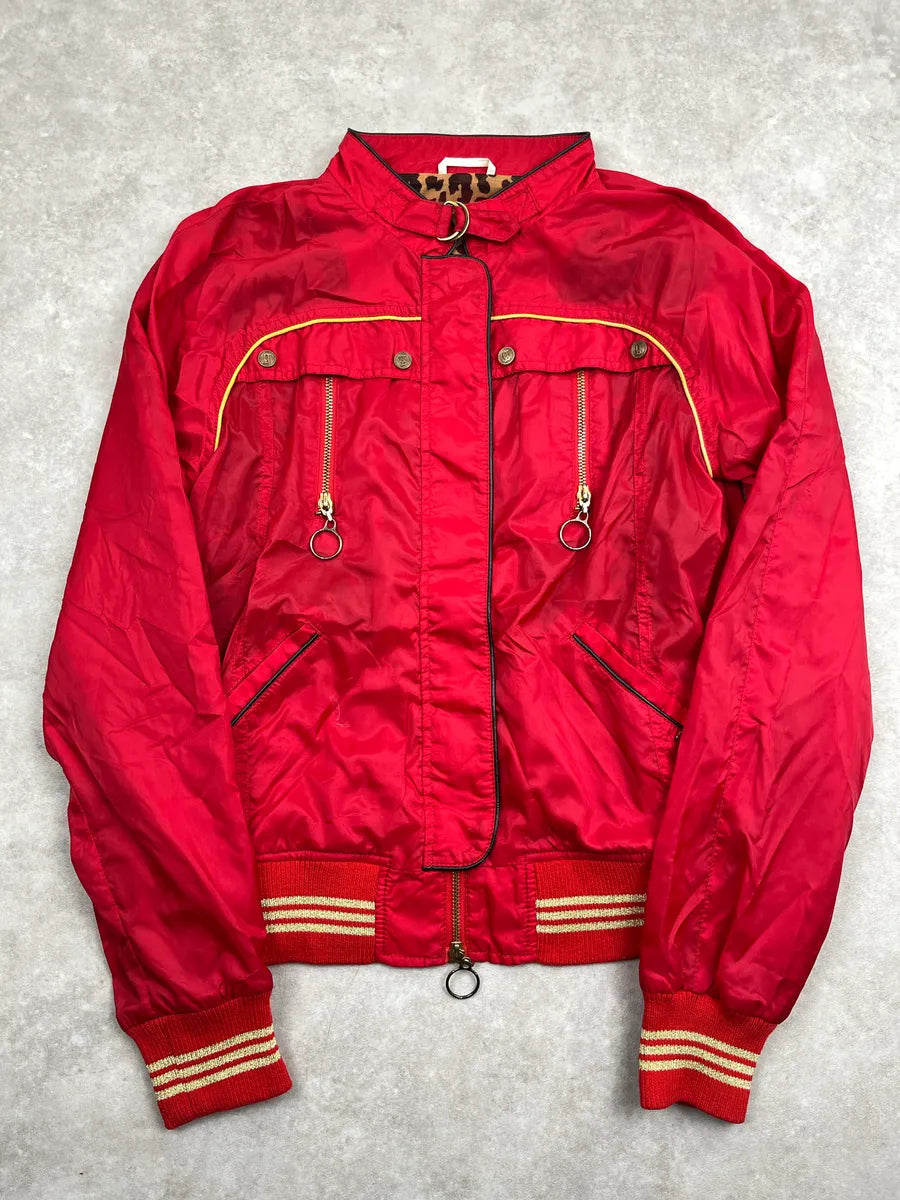 SS2010 Galliano Red Nylon Leopard Lining Bomber Jacket KjXCnPVA 0