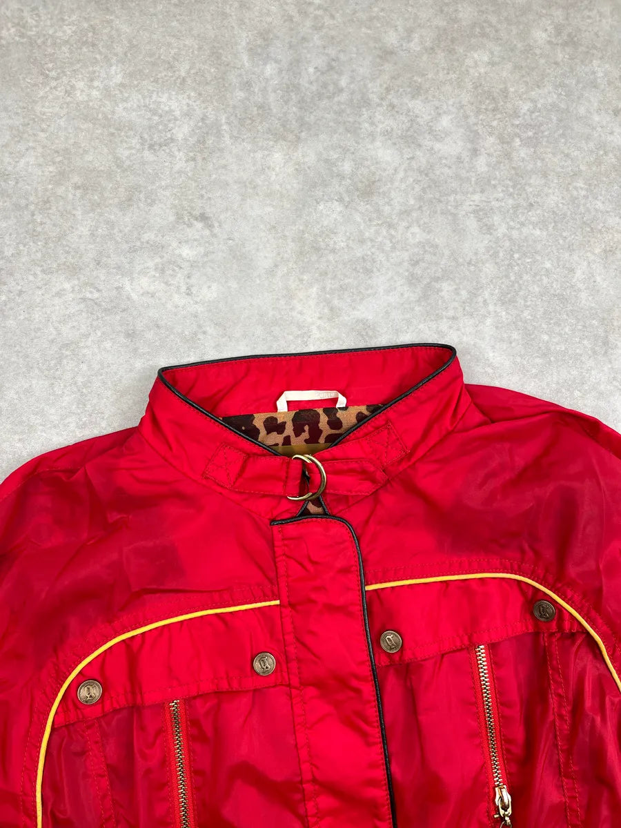 SS2010 Galliano Red Nylon Leopard Lining Bomber Jacket KjXCnPVA 5
