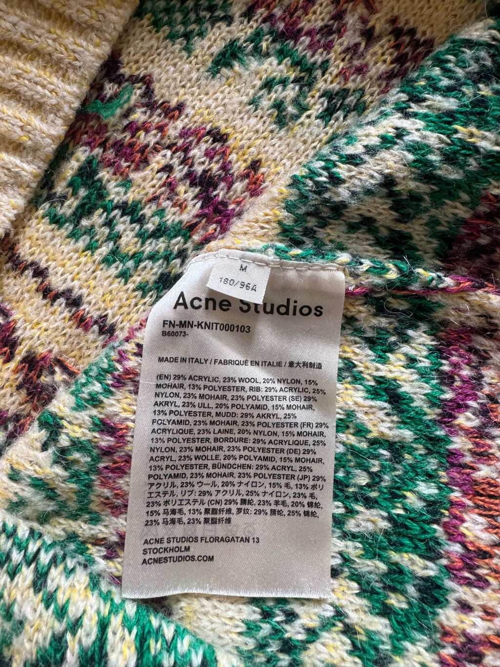 FW2019 Acne Studios Striped Intarsia Knit Tern Jacquard Sweater (L) - 8