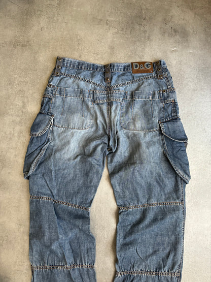 SS2004 Dolce & Gabbana Blue Denim Cargo Relaxed Pants (M/L) - 4