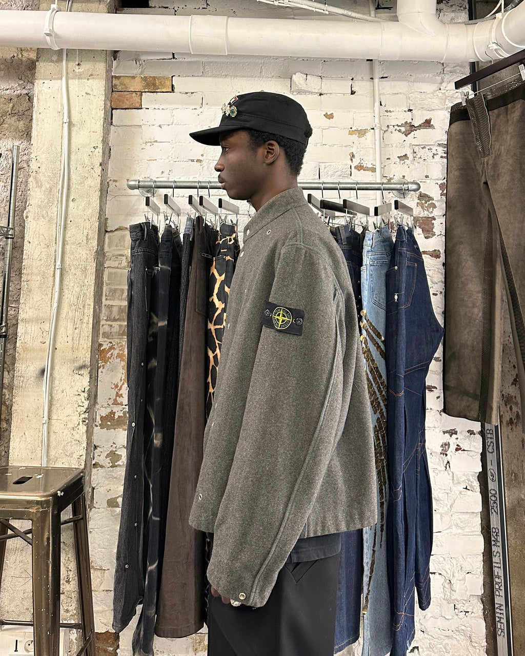 1990s Stone Island Grey Reversed Effect Mao Jacket (M) - 12