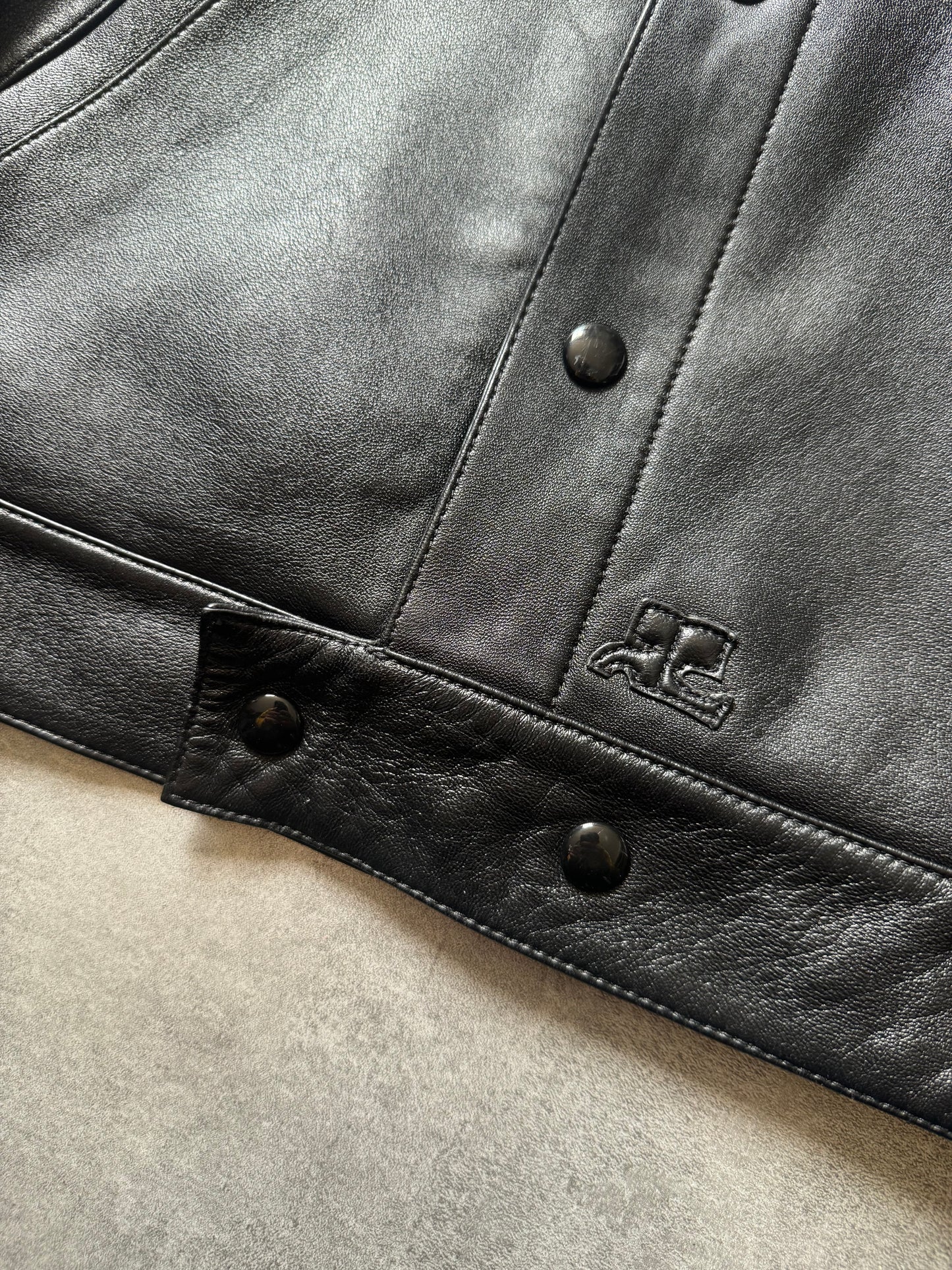 AW2023 Courrèges Worker Black Minimalist Leather Jacket (L) - 9