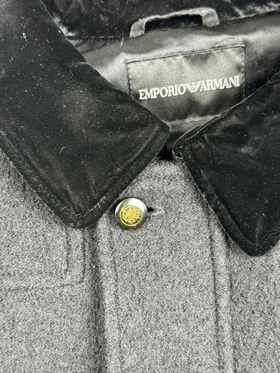 AW2014 Emporio Armani Dark Grey Wool Velvet Sleeve Bomber Jacket KmFsZuCo 10