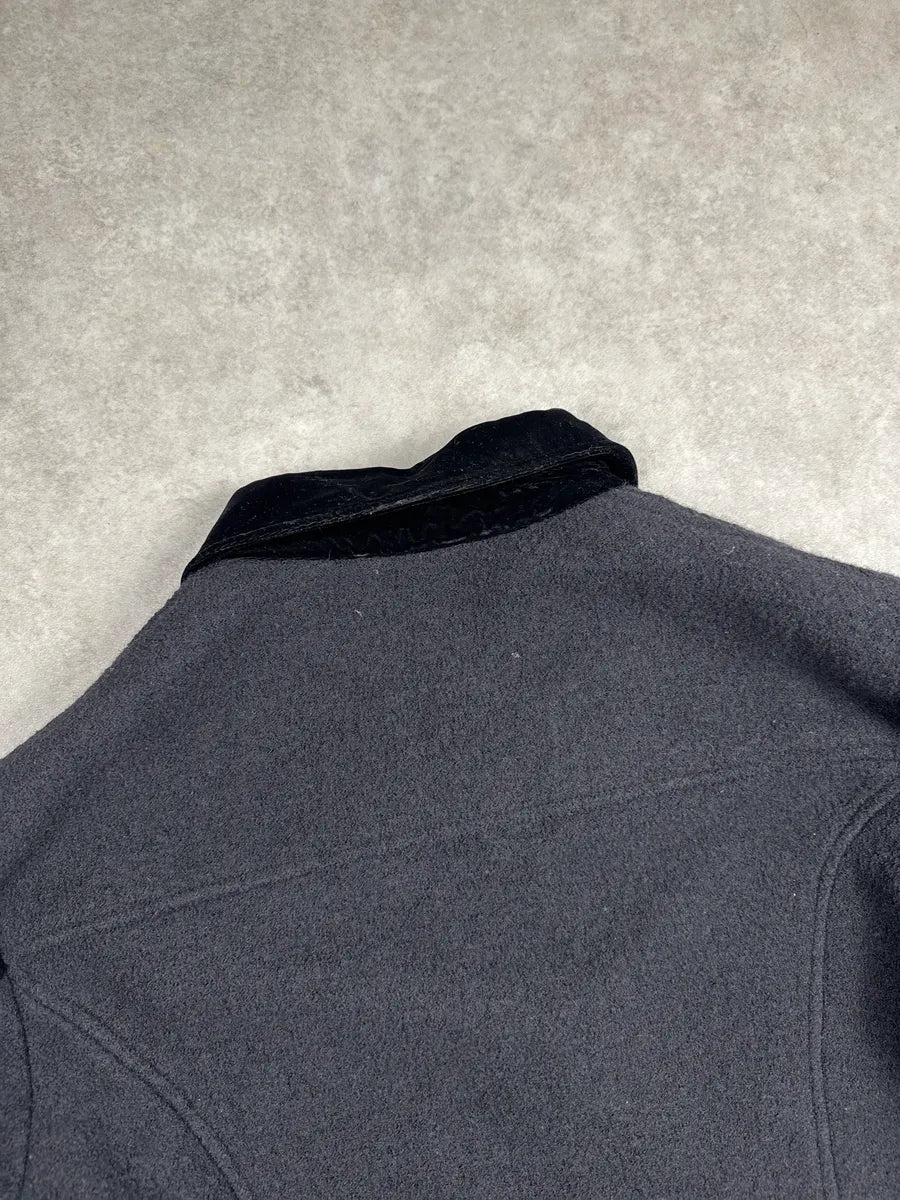 AW2014 Emporio Armani Dark Grey Wool Velvet Sleeve Bomber Jacket KmFsZuCo 9