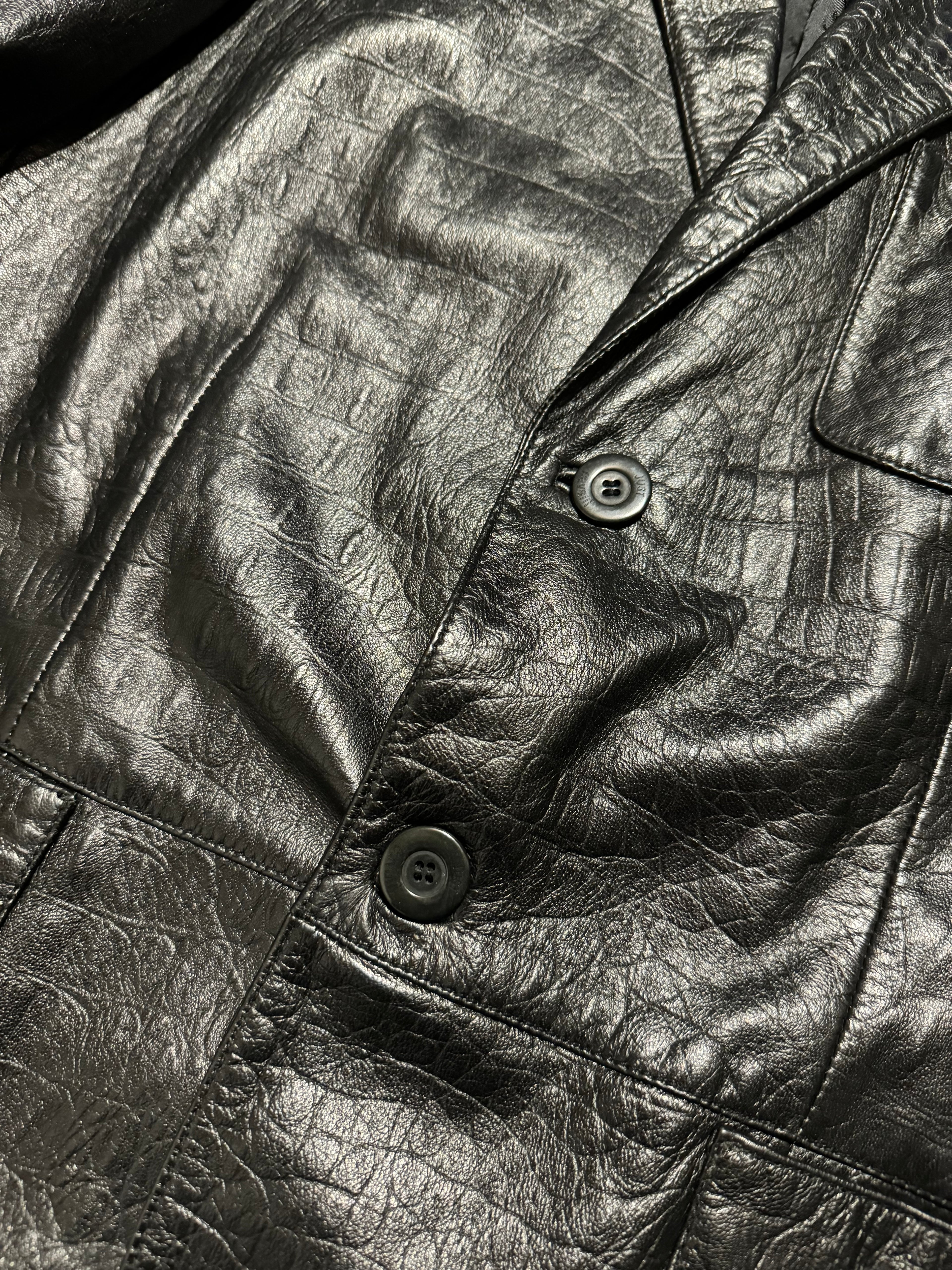AW2002 Cavalli Black Crocodile Effect Suit Leather Jacket (M) - 11